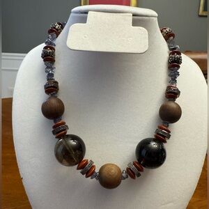 Chic A Elyse Beaded Stone and Wood Necklace